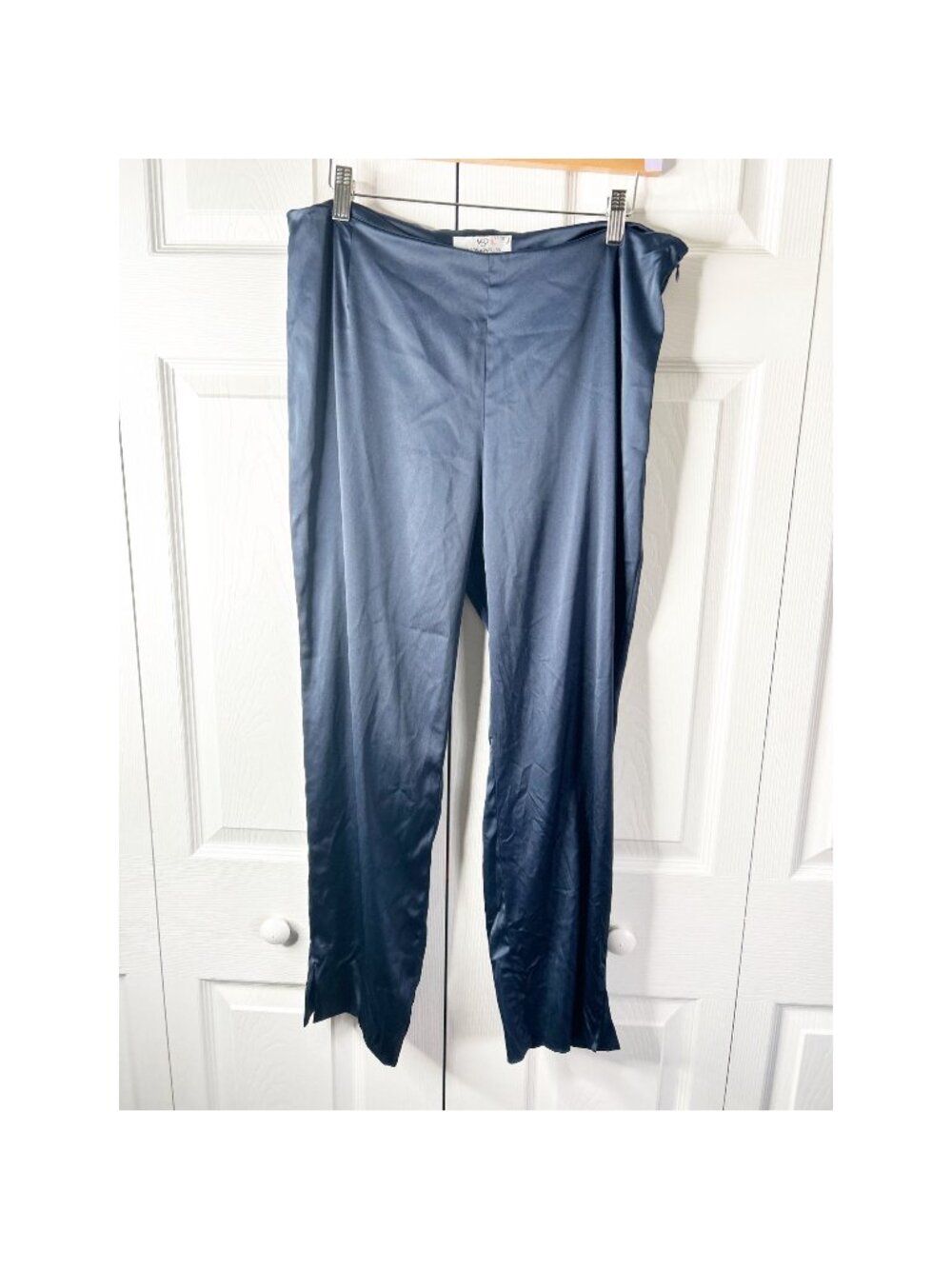 Maison de Papillon Kennedy Navy Blue Sateen Satin Pants Women's Size Large L